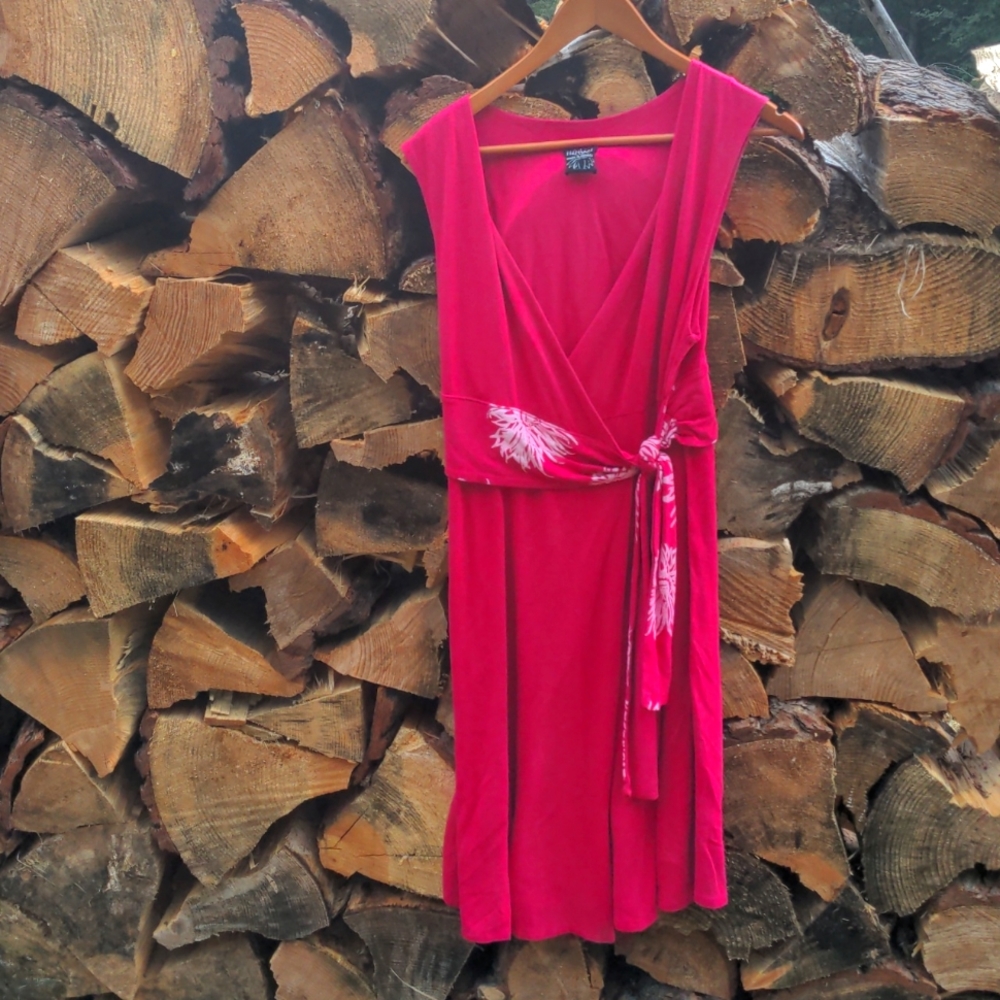 Lilikoi small pink cotton jersey knee-length dress